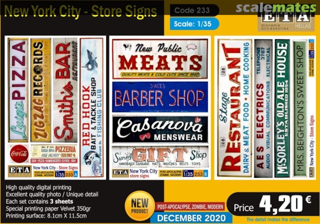 Boxart New York City - Store Signs 233 ETA Diorama Accessories