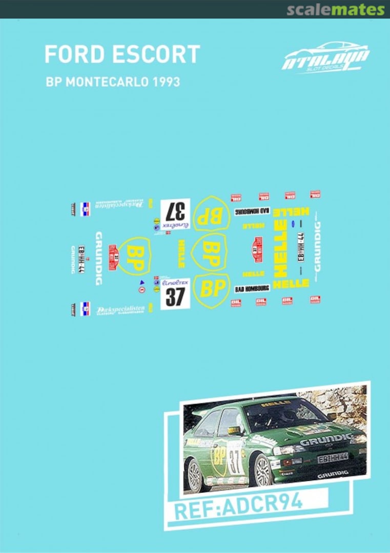 Boxart Ford Escort RS Cosworth [EB-HH 44] "BP" ADCR94 Atalaya Slot Decals