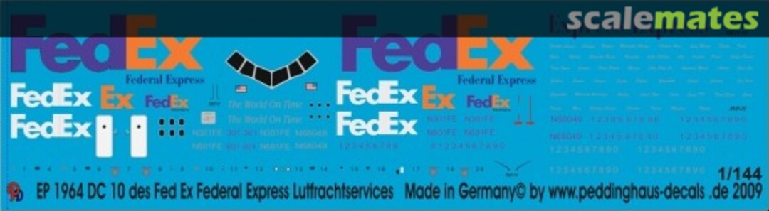 Boxart DC 10 des Fed Ex Federal Express Luftfrachtservices EP 1964 Peddinghaus-Decals