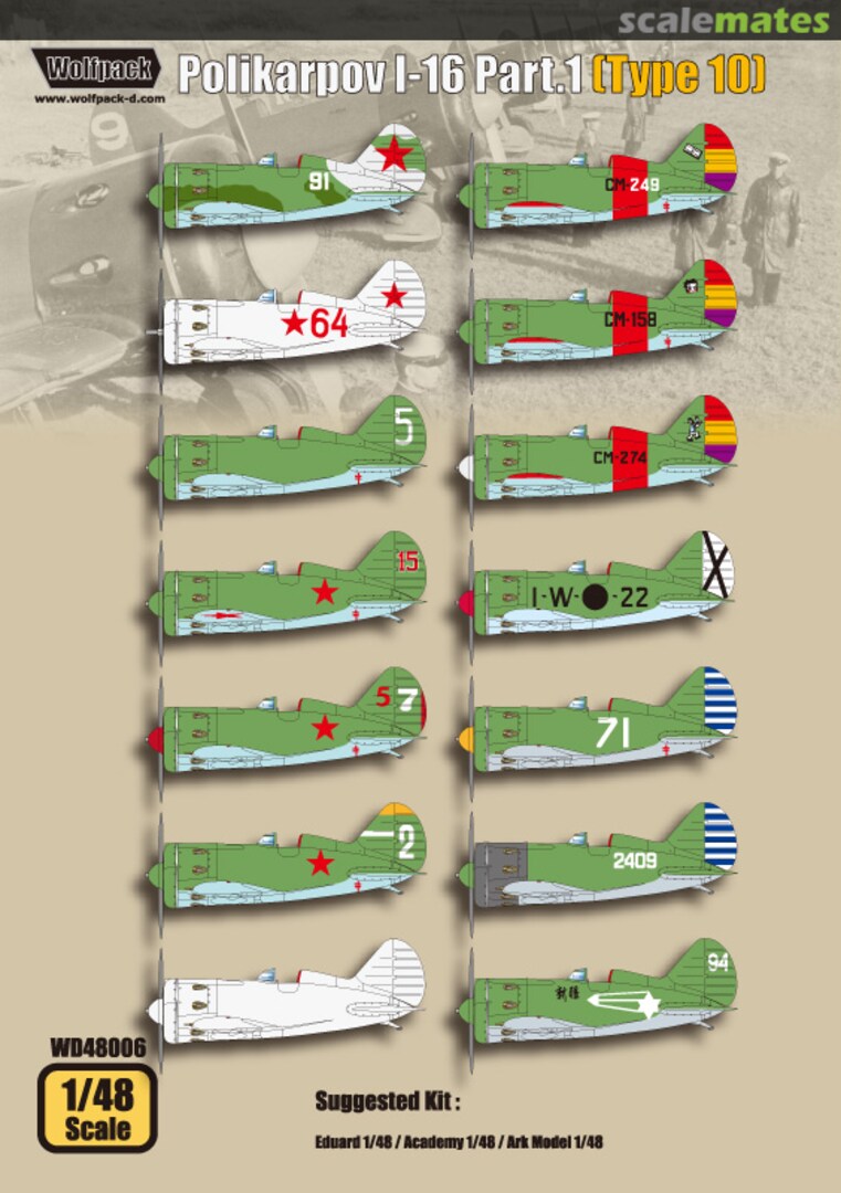 Boxart Polikarpov I-16 Part 1 Type 10 WD48006 Wolfpack