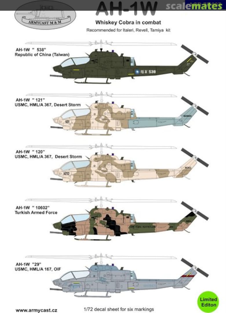 Boxart AH-1W Whiskey Cobra in combat with resin NTS nose ACD 72 007 Armycast M&M