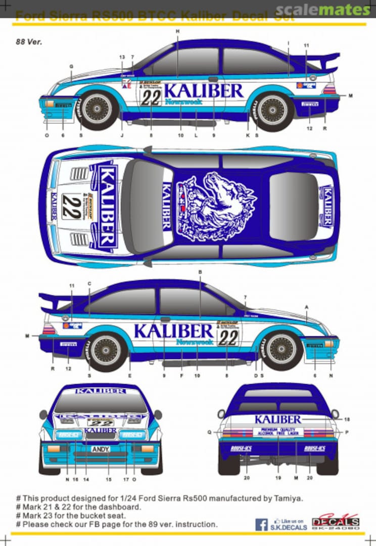 Boxart Ford Sierra RS500 BTCC Kaliber SK-24060 SK Decals