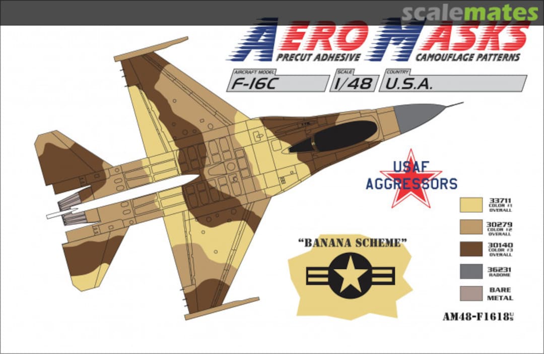 Boxart F-16C USA USAF Aggressors "Banana Scheme" AM48-F1618 AeroMasks