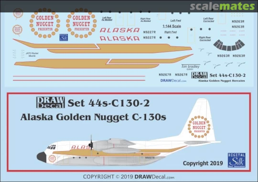 Boxart Alaska Airlines “Golden Nugget” C-130 44-C130-2 Draw Decal