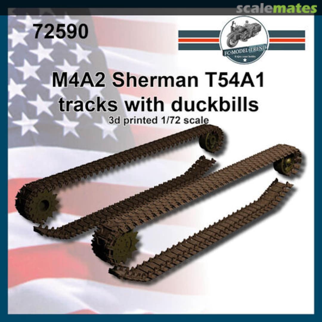 Boxart M4A2 Sherman T54 tracks with duckbill (1:72) 72590 FC Model Trend