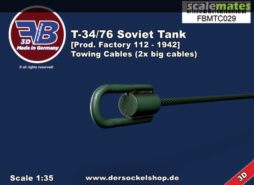 Boxart T-34/76 [Prod. Factory 112 - 1942], Towing Cables FBMTC029 FB Modelling