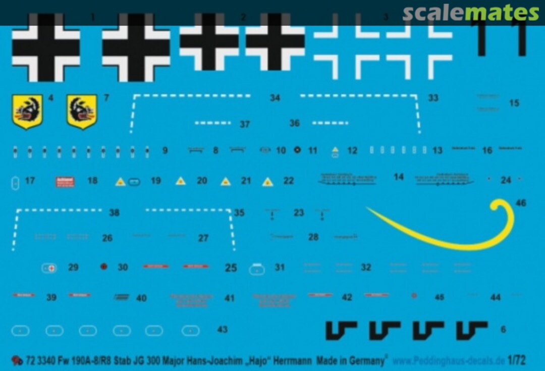 Boxart Fw 190 A8/R8 Stab JG 300 Major Hans-Joachim "Hajo" Herrmann 72 3340 Peddinghaus-Decals