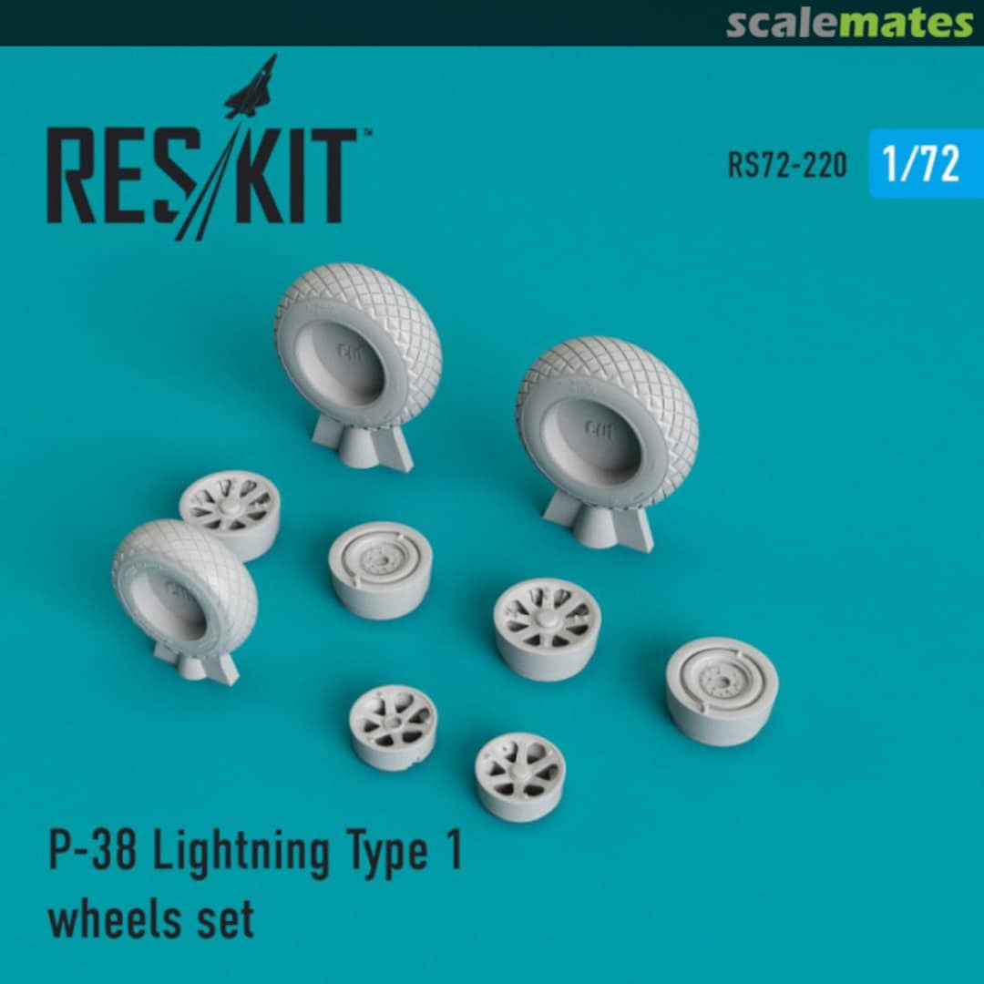 Boxart P-38 Lightning Type 1 wheels set RS72-0220 ResKit