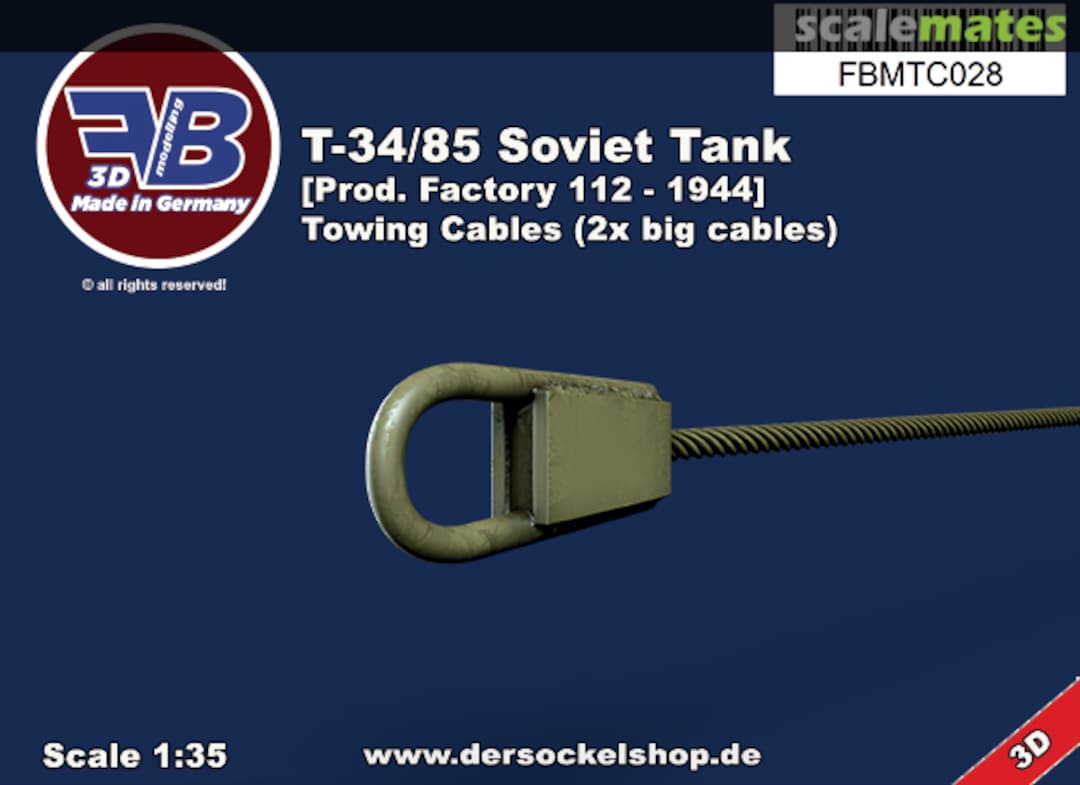 Boxart T-34/85 [Prod. Factory 112 - 1944], Towing Cables FBMTC028 FB Modelling