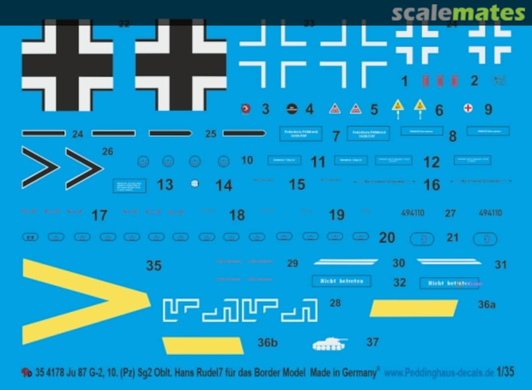 Boxart Ju 87 G-2 , 10.(Pz) SG2 Oblt Hans Ulrich Rudel 35 4178 Peddinghaus-Decals