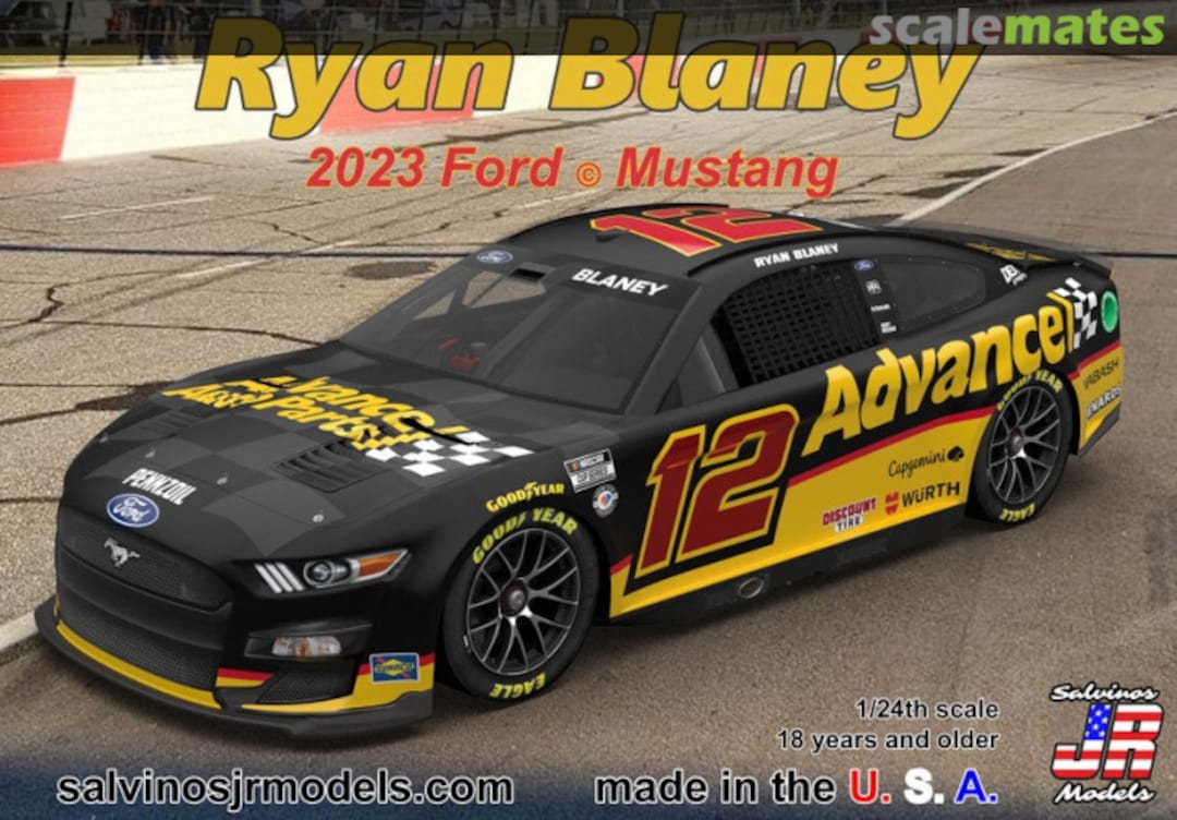 Boxart Ryan Blaney 2023 Ford Mustang Advance Auto PF2023RBA Salvinos JR Models