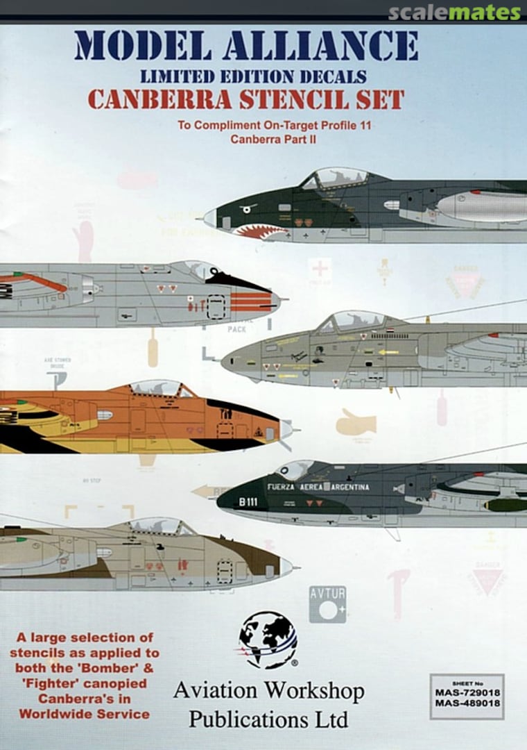 Boxart BAC/EE Canberra: Stencil Set MAS-729018 Model Alliance