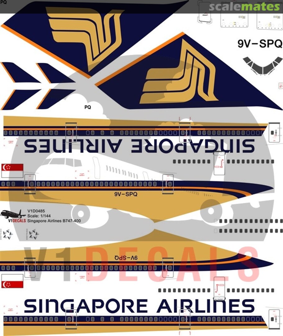 Boxart Singapore Airlines Boeing 747-400 V1D0485-200 V1 Decals