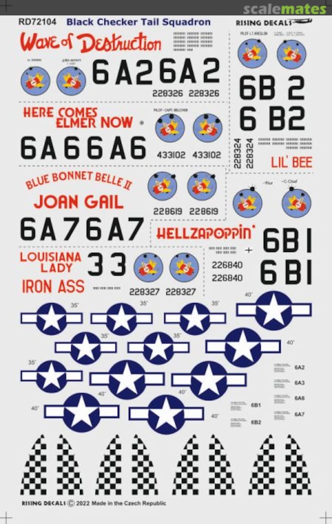 Contents Black Checker Tail Squadron RD72104 Rising Decals