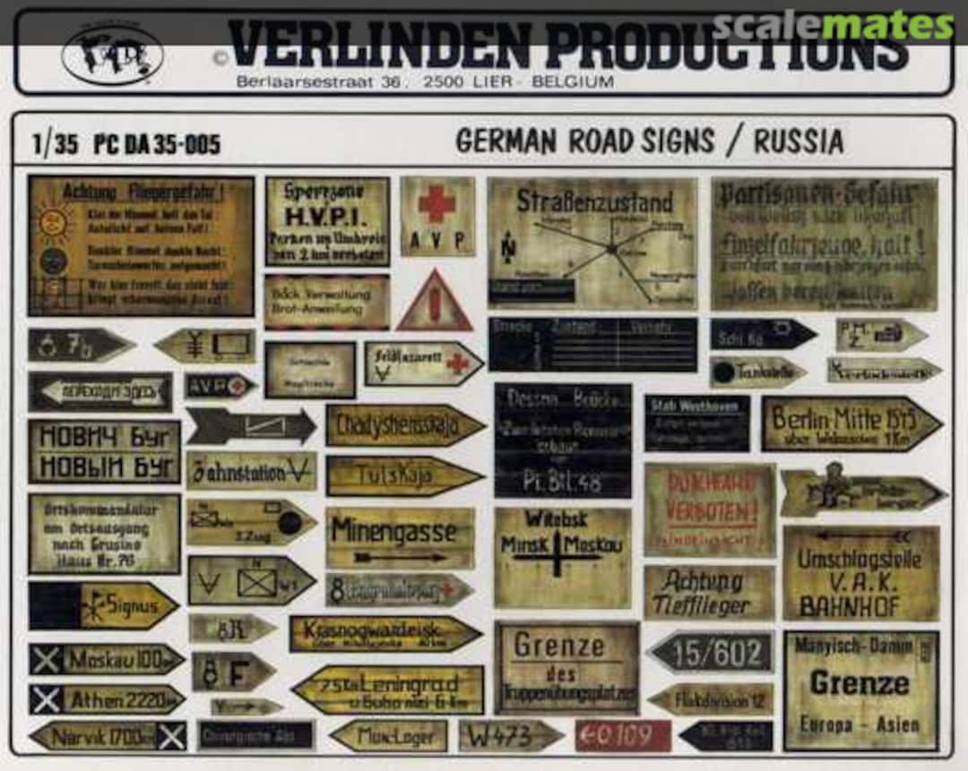 Boxart German Road Signs / Russia PC DA35-005 Verlinden Productions