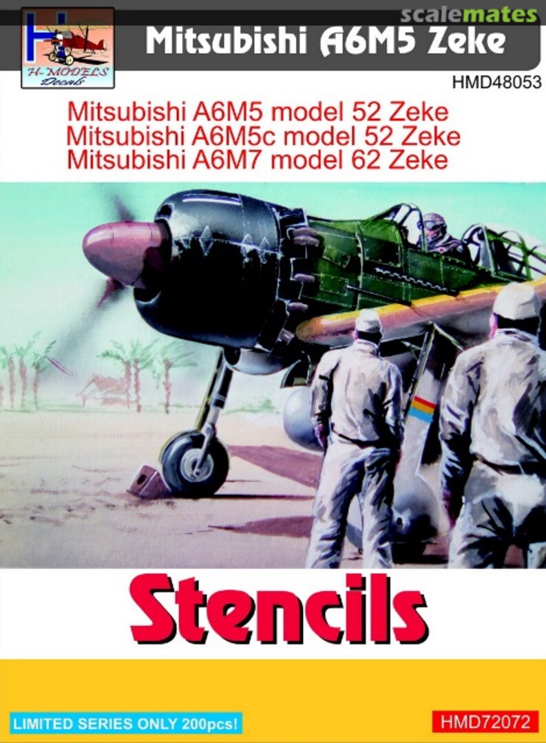 Boxart Mitsubishi A6M5 Zeke Stencils HMD72072 H-Models Decals