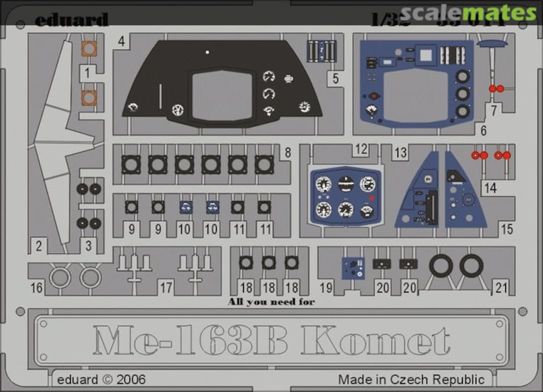 Boxart Me 163B Komet dashboard 1/32 33014 Eduard