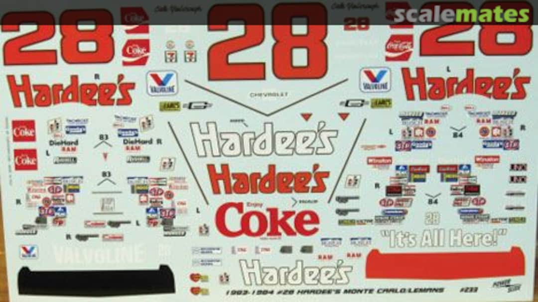 Boxart #28 Hardee's Cale Yarborough 1983-84 233 Power Slide Decals