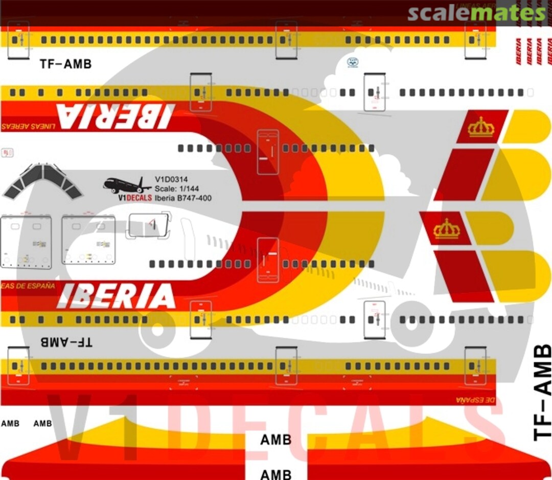 Boxart Iberia Boeing 747-400 V1D0314-200 V1 Decals