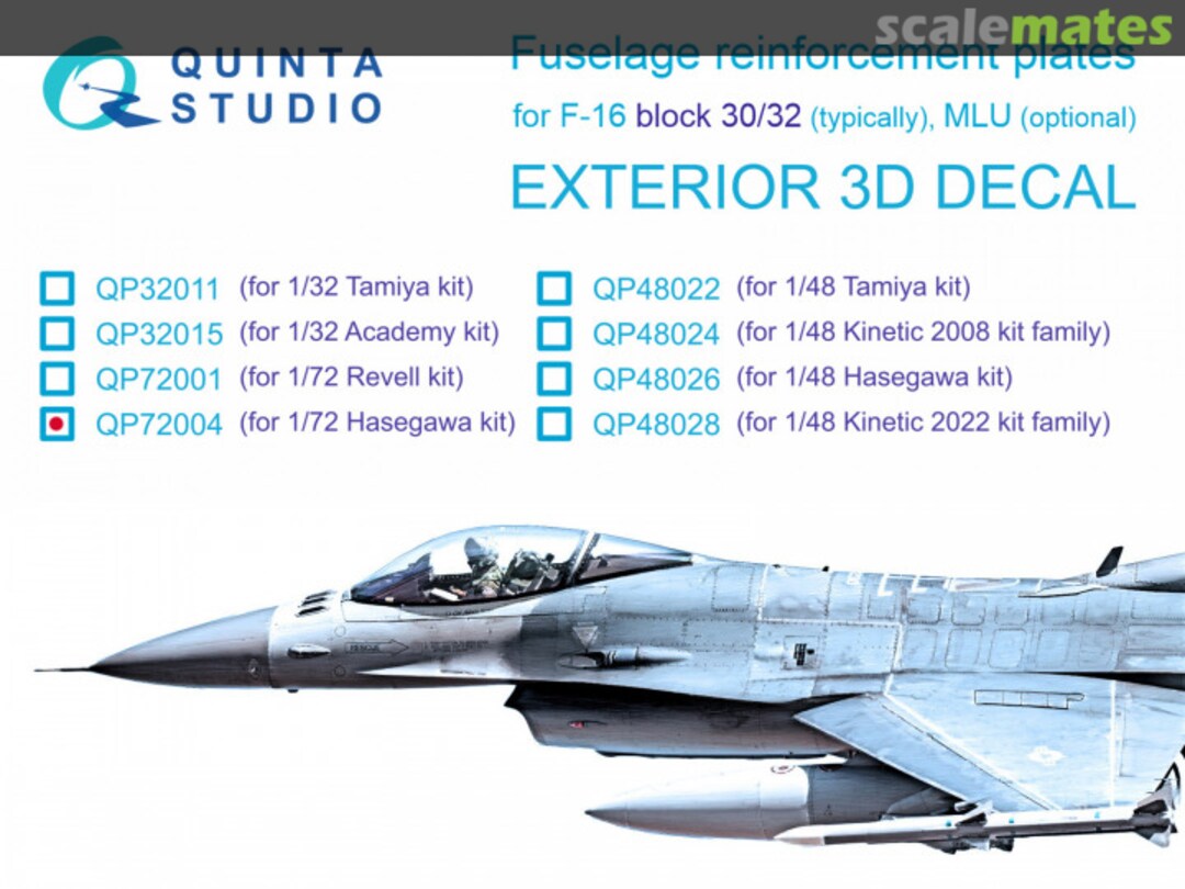 Boxart Fuselage reinforcement plates for F-16 Block 30/32 QP72004 Quinta Studio