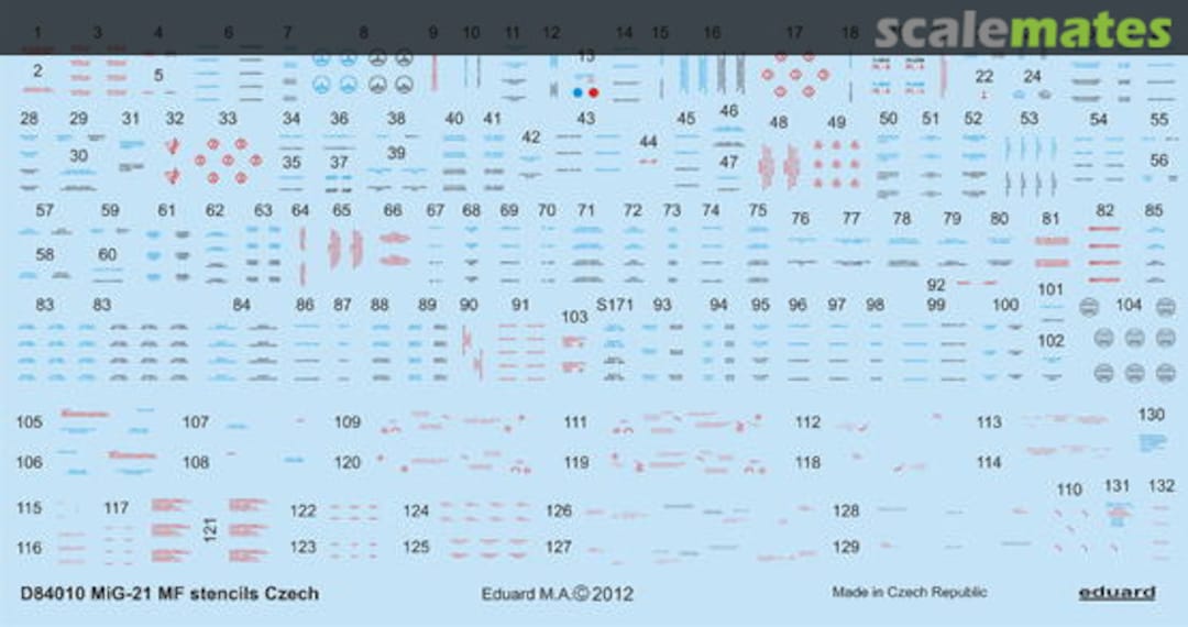 Boxart MiG-21 stencils Czech D48010 Eduard