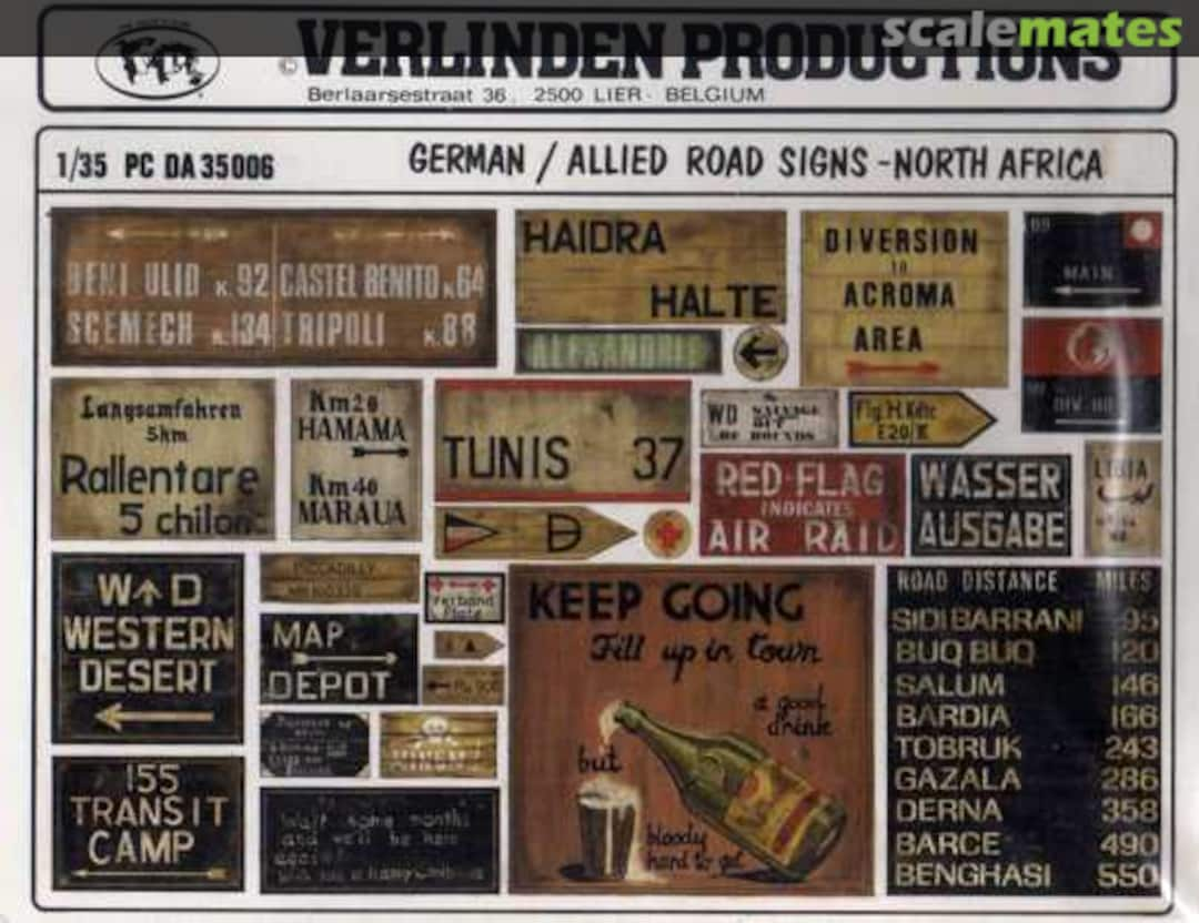 Boxart German / Allied Road Signs PC DA35006 Verlinden Productions