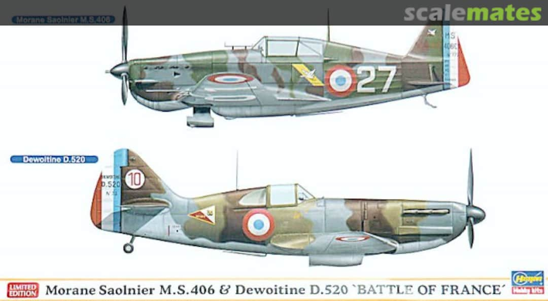 Boxart Morane Saolnier M.S.406 and Dewoitine D.520 'Battle of France' 01941 Hasegawa