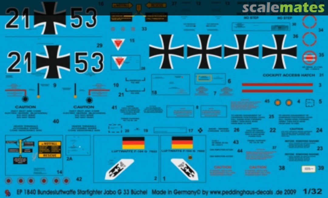 Boxart Bundesluftwaffe Starfighter Jabo G 33 Büchel EP 1840 Peddinghaus-Decals