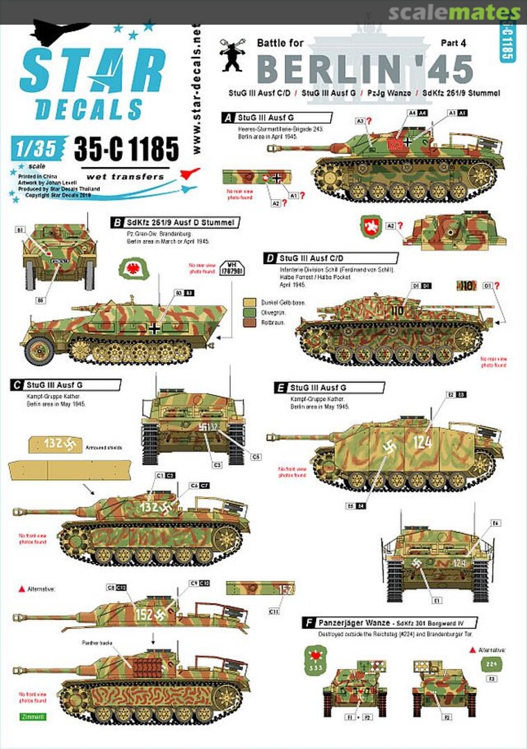 Boxart Battle for Berlin 1945 #4 35-C1185 Star Decals