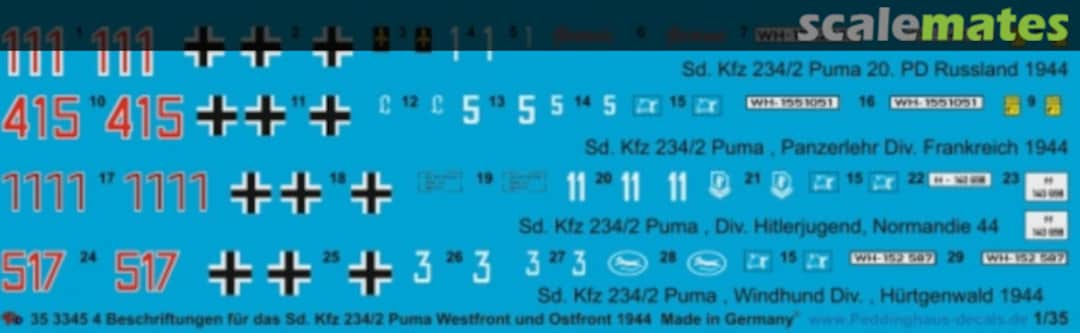 Boxart Sd.Kfz 234/2 Puma 35 3345 Peddinghaus-Decals