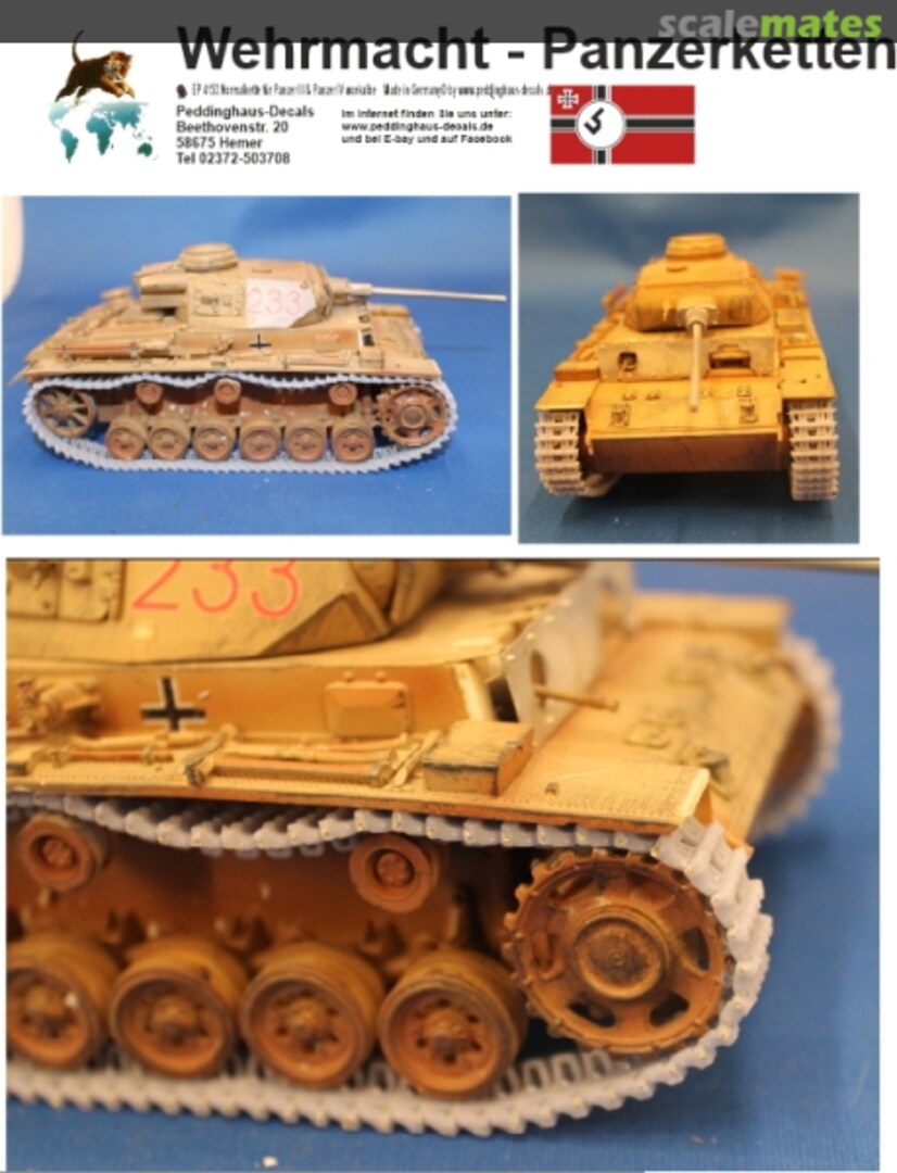 Boxart Panzer III und Panzer IV Kette frühe Ausführung 4153 Peddinghaus-Decals