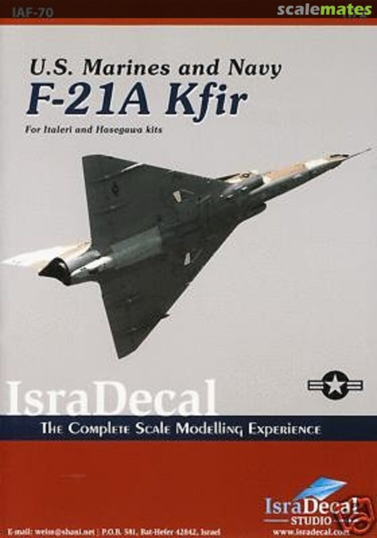 Boxart F-21A Kfir US Navy & US Marines IAF-70 IsraDecal Studio