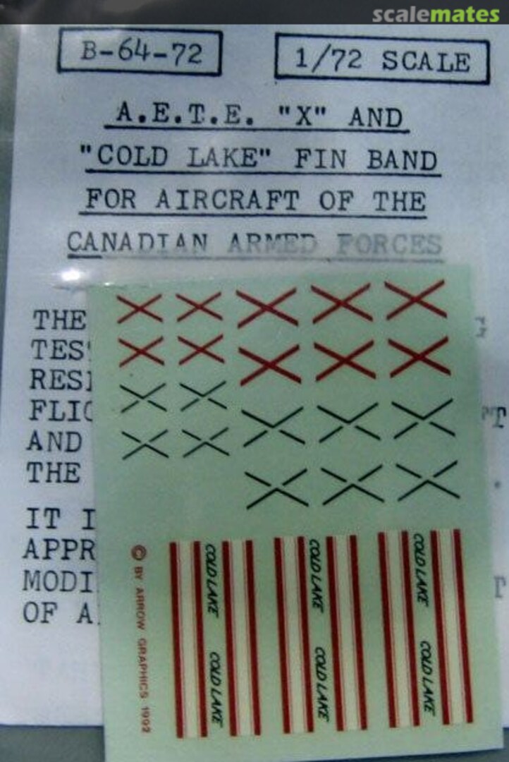 Boxart A.E.T.E. "X" and "Cold Lake" Fin Band for Aircraft of the Canadian Armed Forces B-64-72 Arrow Graphics