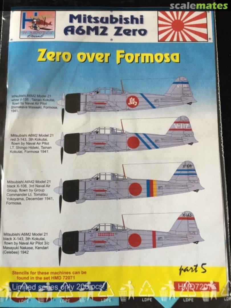 Boxart Mitsubishi A6M2 'Zero' over Formosa, Part 1 HMD72076 H-Models Decals