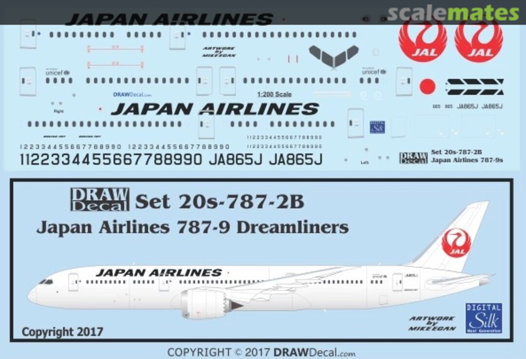 Boxart Japan Airlines 787-9 Dreamliners 20-787-2B Draw Decal