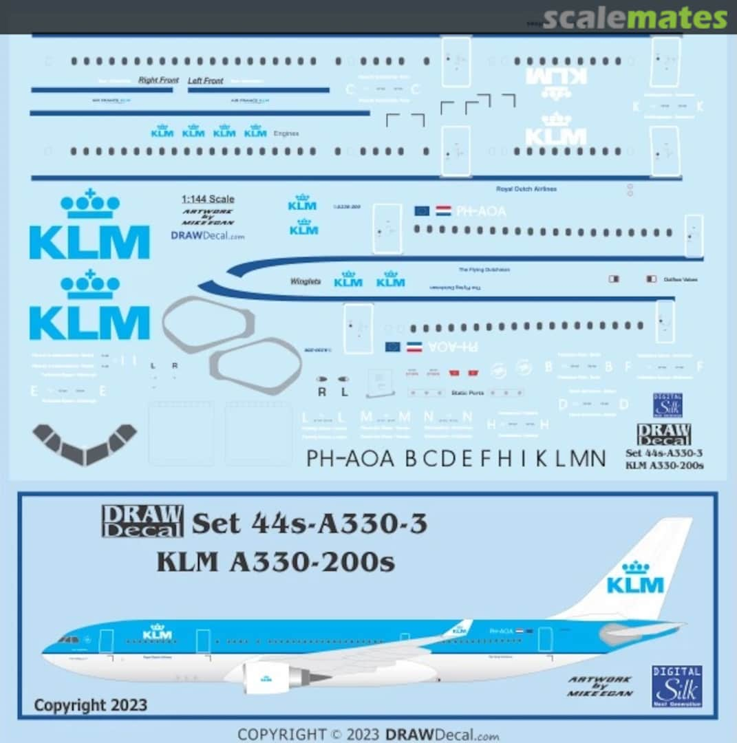 Boxart KLM A330-200s 44-A330-3 Draw Decal