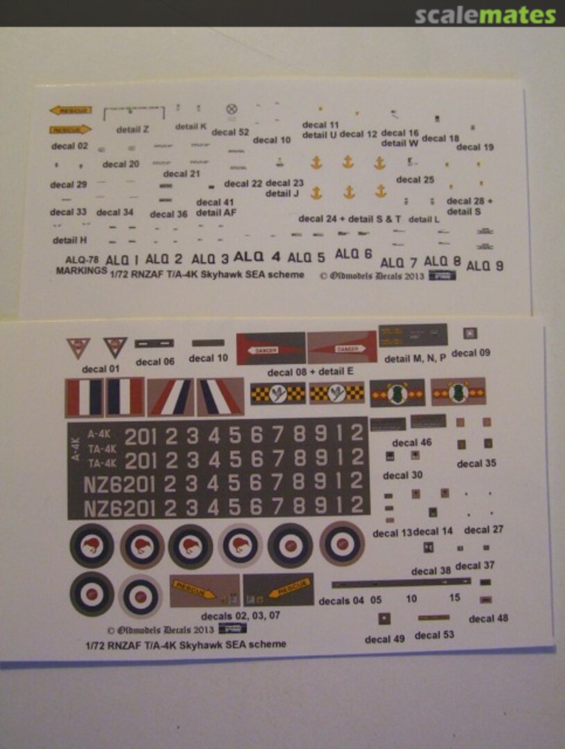 Boxart RNZAF T/A-4K Skyhawk SEA Scheme OMD0019 Oldmodels Decals