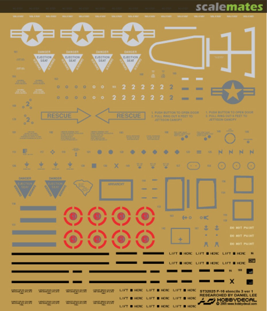 Boxart F-16 Falcon Stencils 3 Ver 1.0 ST32025V1 HobbyDecal