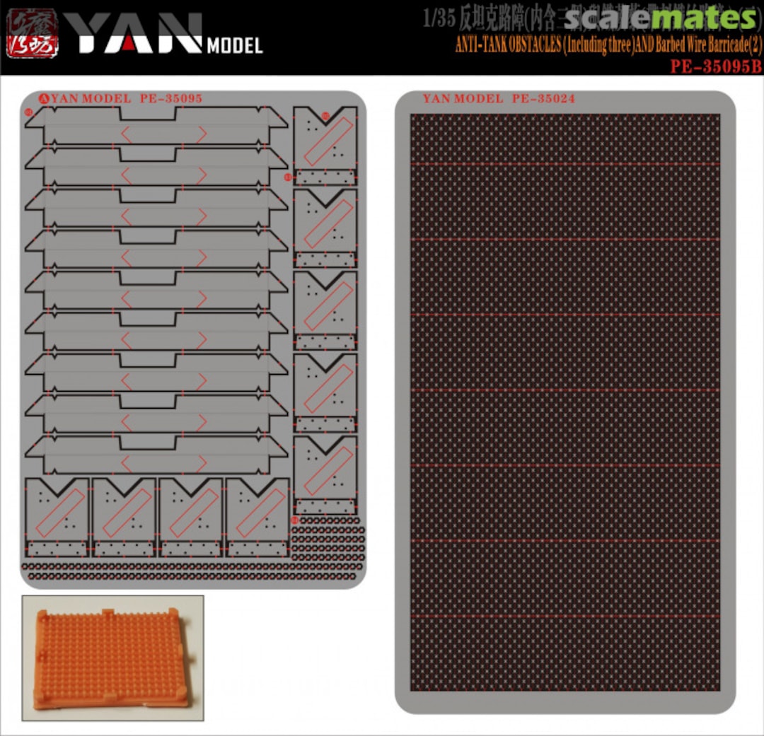 Contents Anti-Tank Obstacles (3 PCS) And Barbed Wire Barricade PE-35095B Yan Model