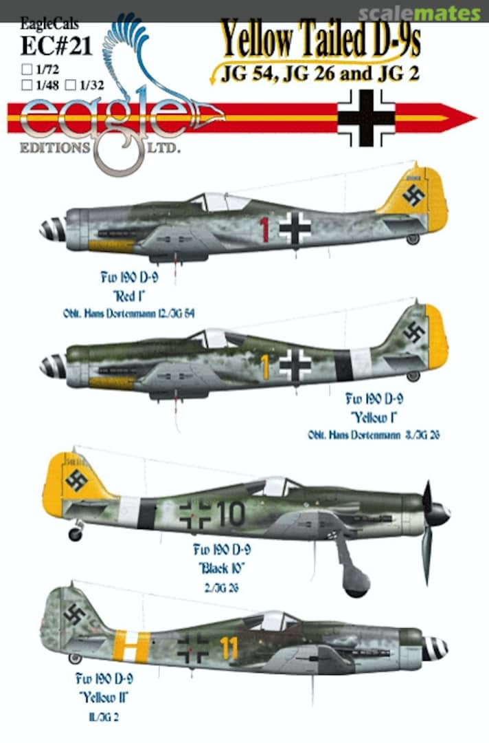 Boxart Yellow Tailed D-9s EagleCals EC32-21 Eagle Editions