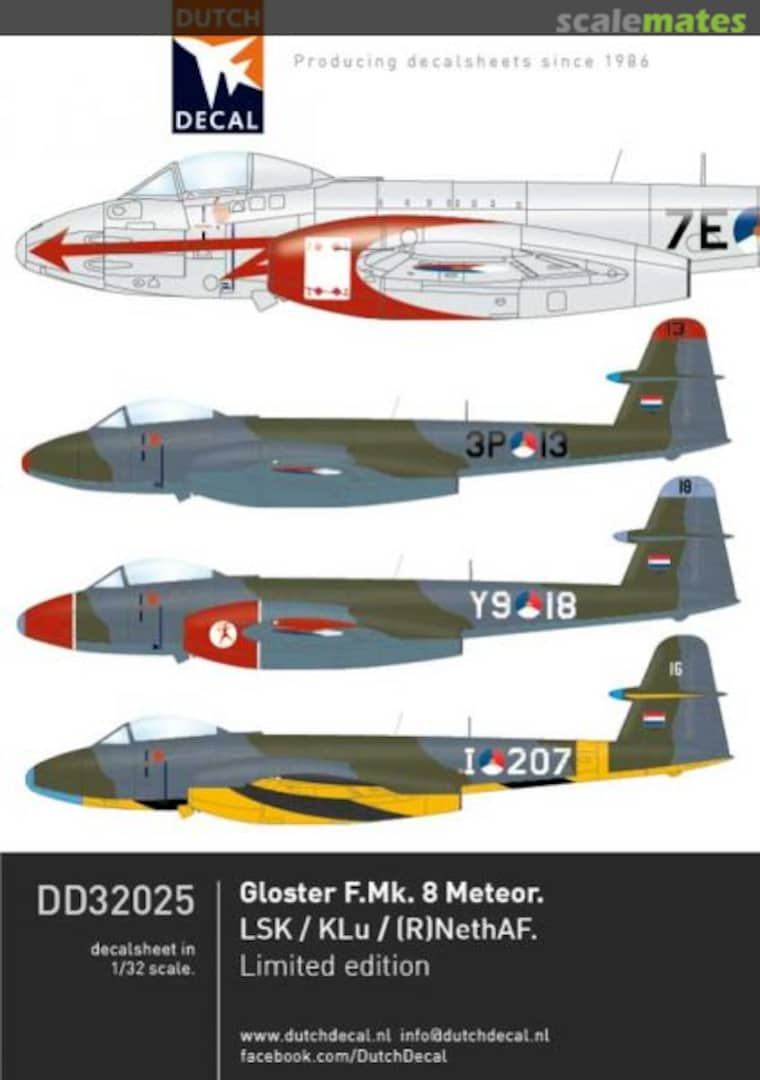 Boxart Gloster F.Mk.8 Meteor LSK / Klu / (R)NethAF DD32025 Dutch Decal