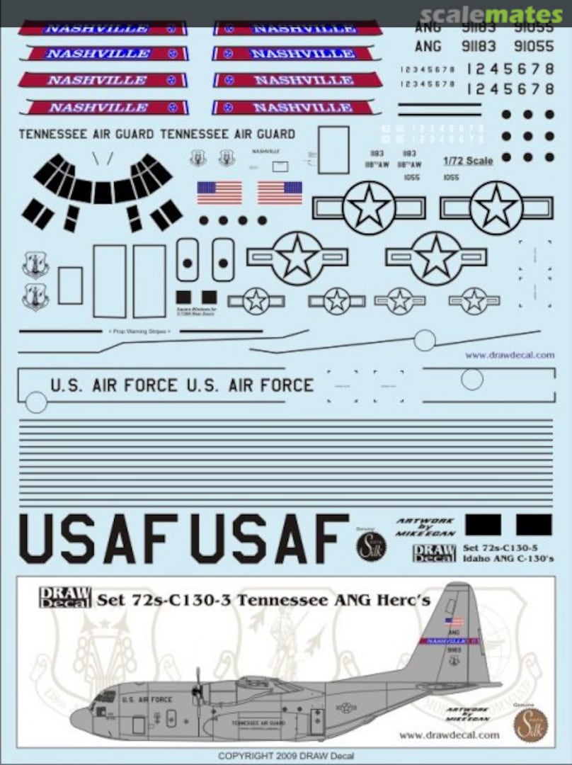 Boxart Lockheed C-130 Hercules 72-C130-3 Draw Decal