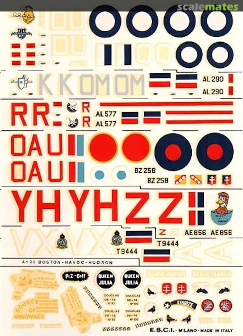 Boxart Douglas A-20 Boston, Havoc, Lockheed Hudson 53 ESCI