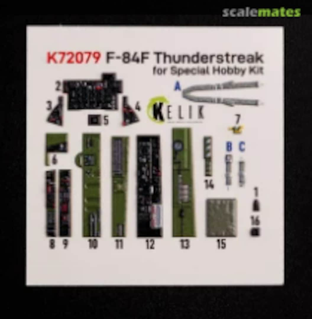 Boxart F-84F Thunderstreak interior 3D decals K72079 Kelik