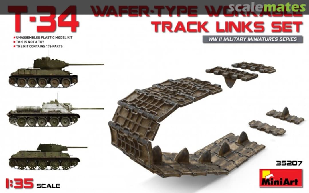 Boxart T-34 wafer-type workable track links set 35207 MiniArt