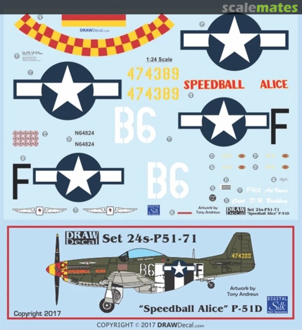 Boxart “Speedball Alice” P-51D 24-P51-71 Draw Decal