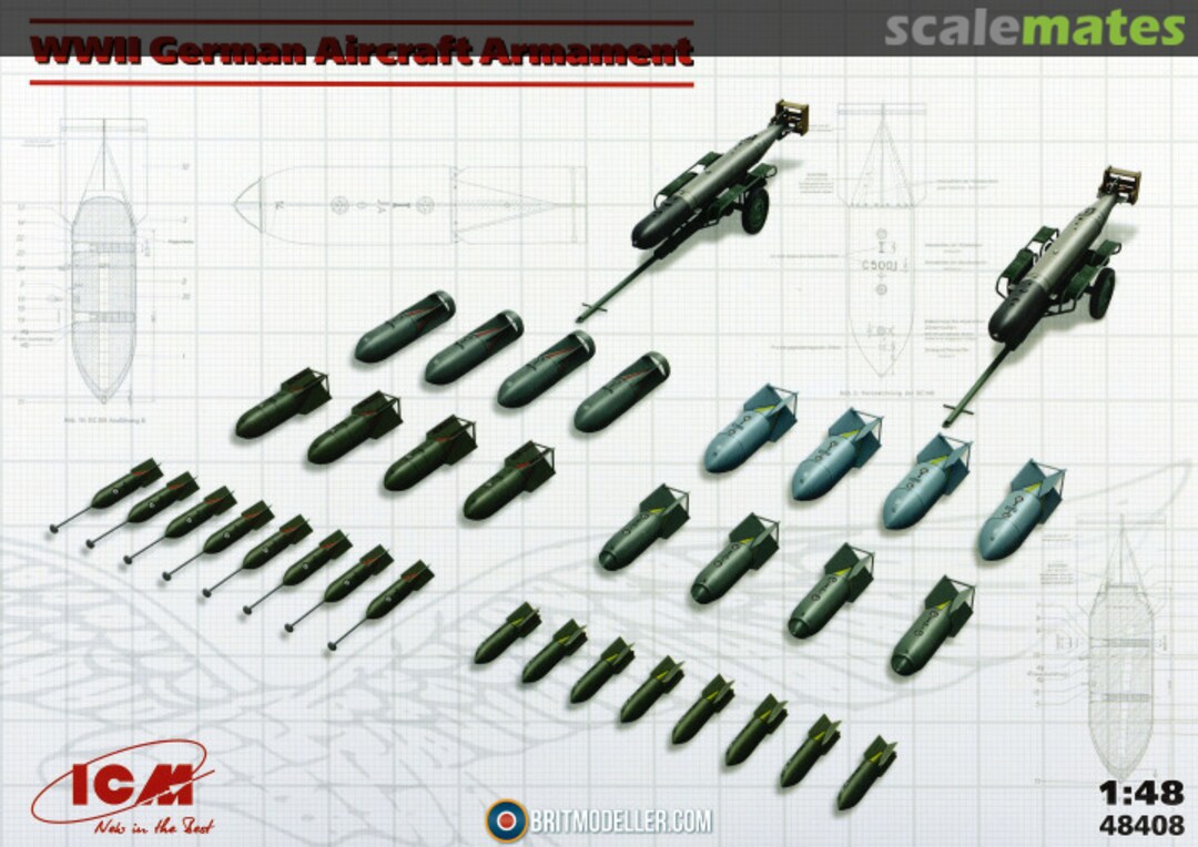 Boxart WWII German Aircraft Armament 48408 ICM