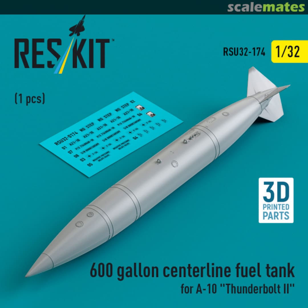 Boxart 600-gallon centerline fuel tank for A-10 "Thunderbolt II" (1 pcs) RSU32-174 ResKit