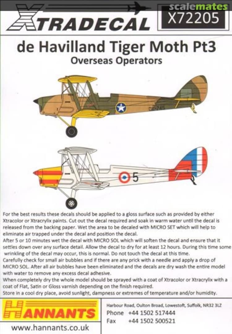 Boxart de Havilland Tiger Moth Pt3 X72205 Xtradecal