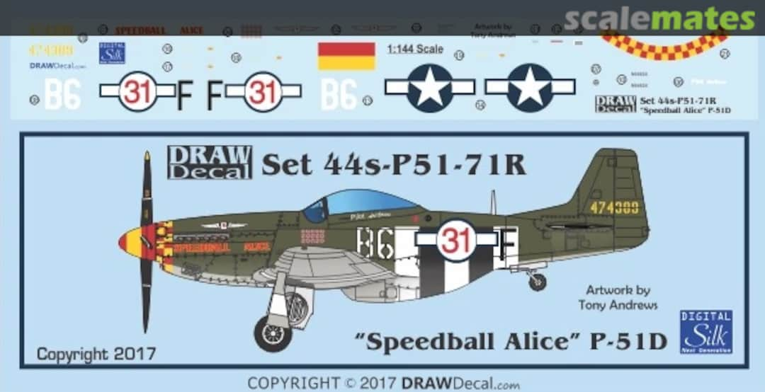 Boxart “Speedball Alice” P-51D Reno Racer 44-P51-71R Draw Decal